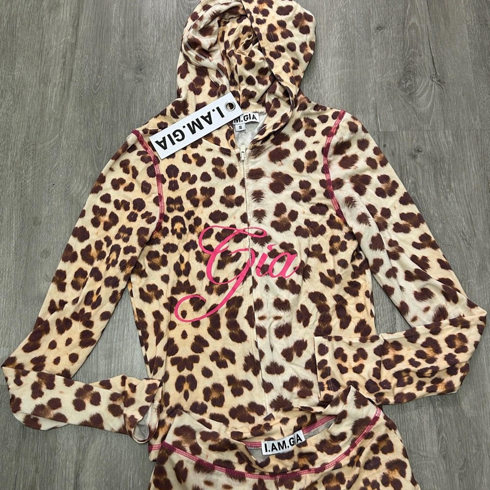 I.AM.GIA Leopard Print Jacket with Pink Details